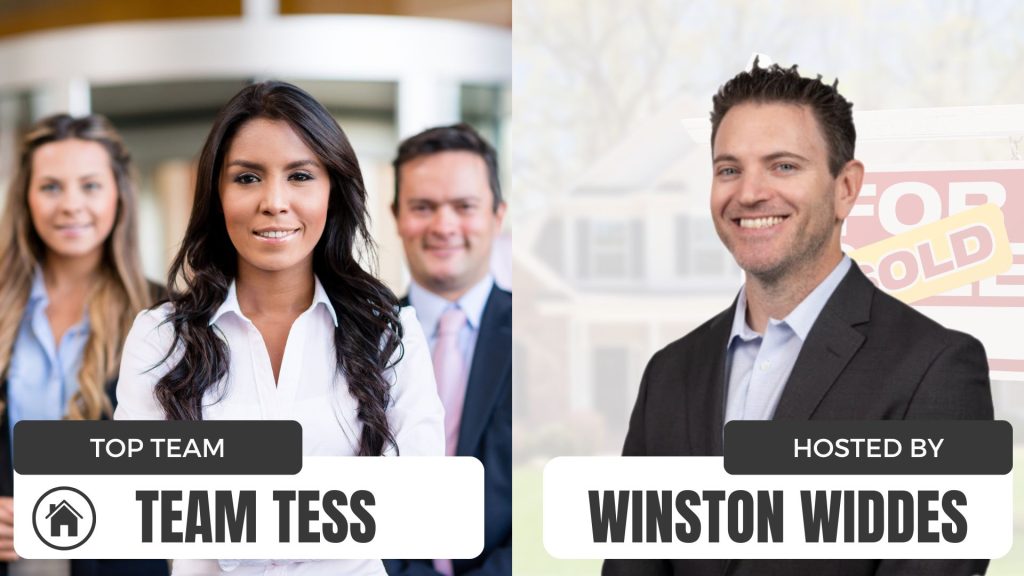 Team Tess on left, host Winston Widdes on right